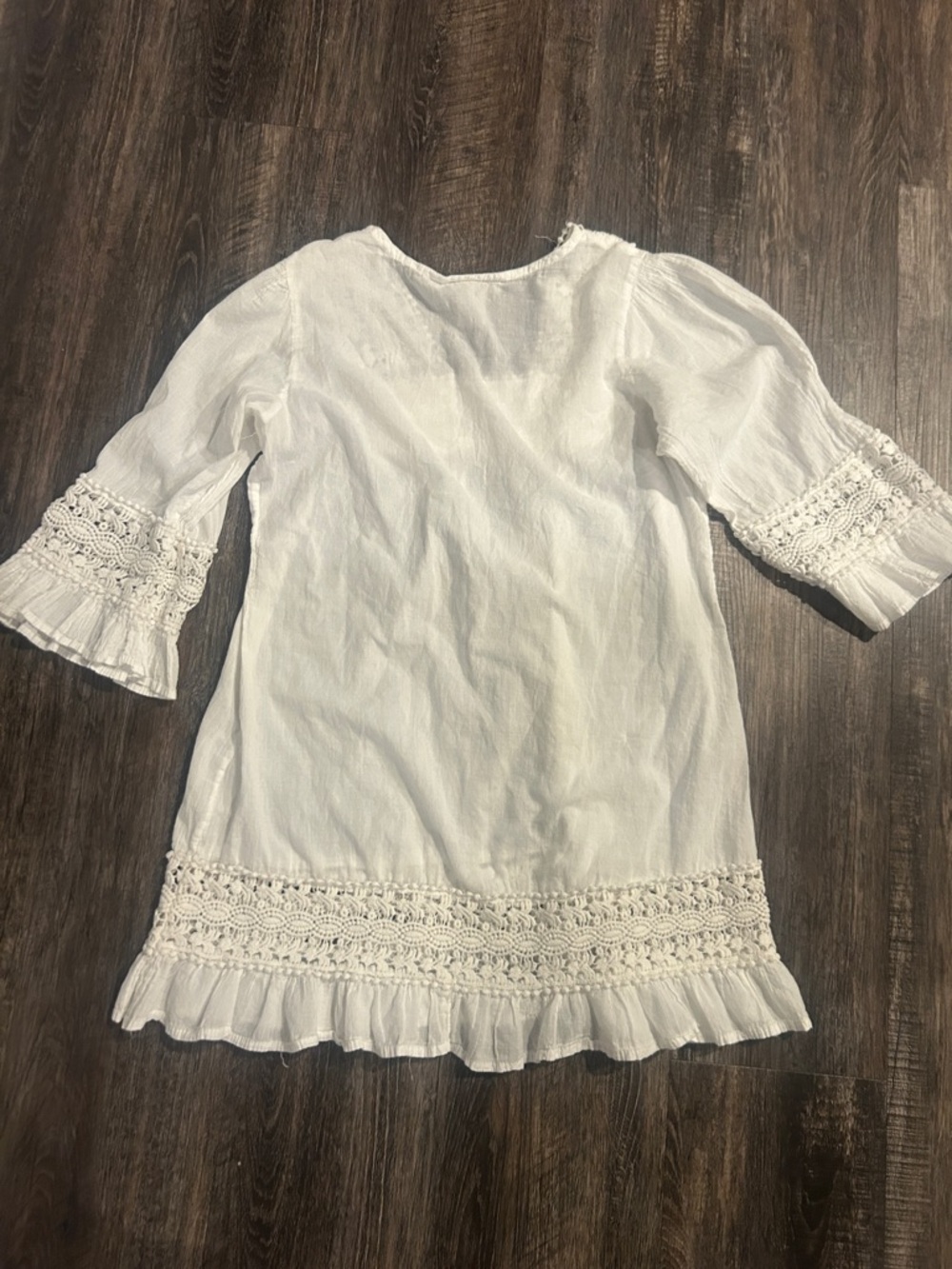 White Crochet Trim Peasant Tunic - Picture 4 of 4